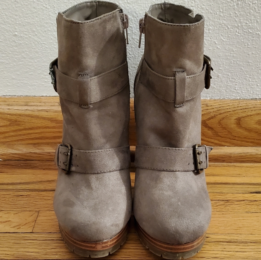 Womens Gray Heel Booties